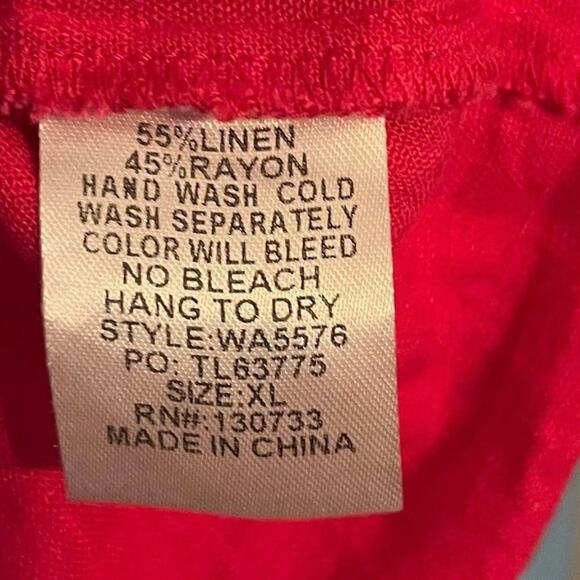 Umgee Linen Blend Coral Top Shirt XL Raw Hem Boxy Boho Oversized Lagenlook - Picture 8 of 9